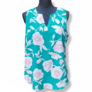 Teal Renee C. Tank with Floral Print